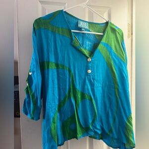 Escapada Teal and Lime Blouse